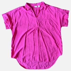 Westbound hot pink crinkle dolman popover hi-low tunic shirt – XL